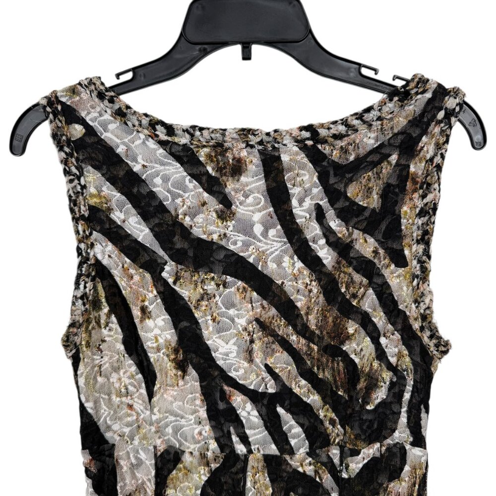 Vintage Alberto Makali Dress Medium Brown Zebra Leopard Nylon Blend Boho - Picture 5 of 8